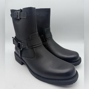 BRAND NEW Natha Studio Motorcycle Biker Boots Mens Sz 10 Black Side Zip Buckle